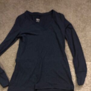 Mossimo Supply Co. Deep Blue Long Sleeve V-Neck Top